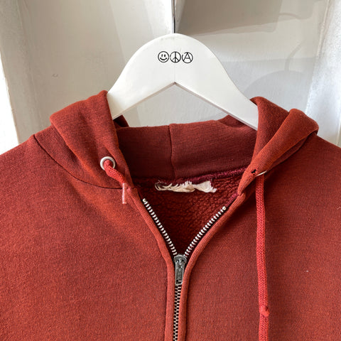 70’s Red Zip-Up Hoodie - Medium