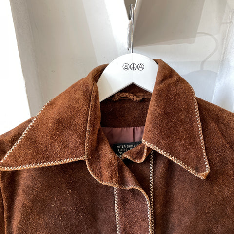70’s Contrast Stitch Suede Jacket - Small