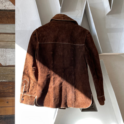 70’s Contrast Stitch Suede Jacket - Small