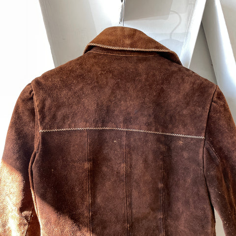 70’s Contrast Stitch Suede Jacket - Small