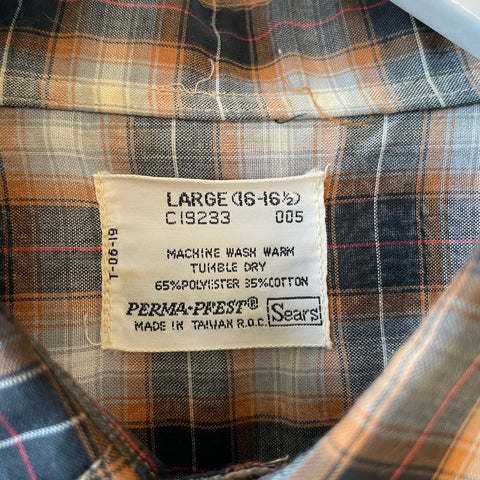 60’s Shadowplaid Short Sleeve Button Up - Large