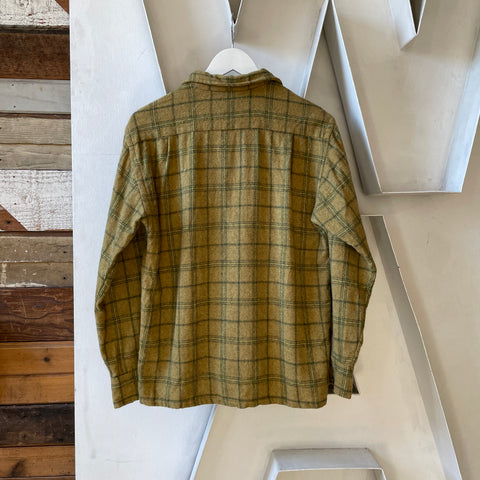 60’s Wool Plaid Button Up - Large