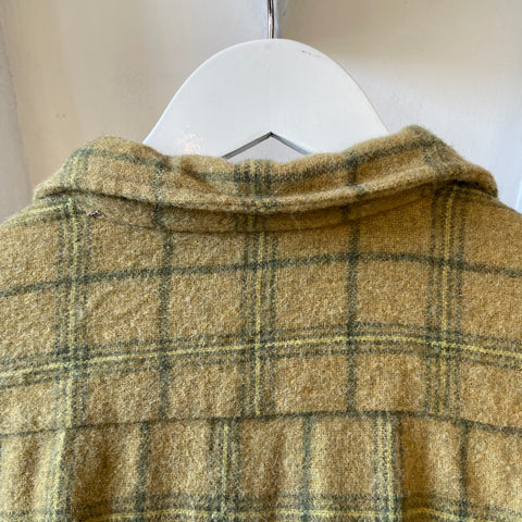 60’s Wool Plaid Button Up - Large