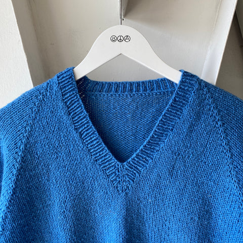 60's Blue V Neck Sweater - Large