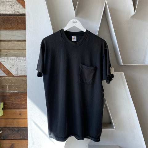 80's Black Pocket Tee - XL