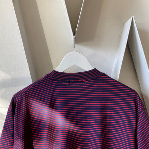 80's Striped Pocket Tee - XL