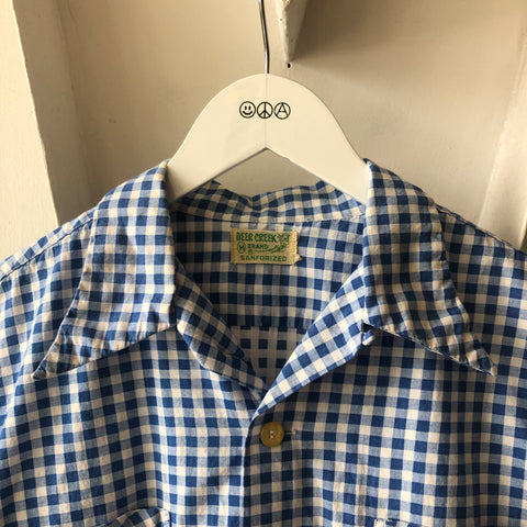 60's Loop Collar Gingham Shirt - Medium