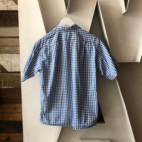 60's Loop Collar Gingham Shirt - Medium