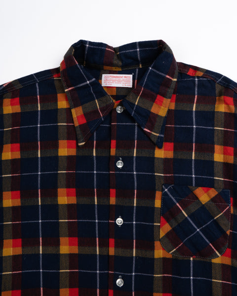 70’s Cotton Chamois Plaid Button-Up - Large