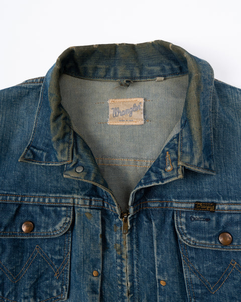 50’s Wrangler Blue Bell Pleated Denim Jacket - Large