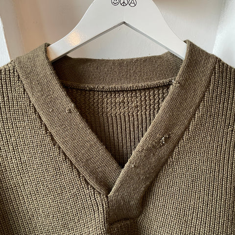 40’s Red Cross Knit Sweater - Large