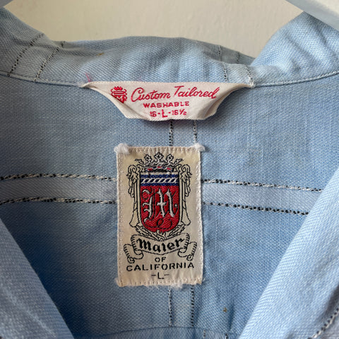70’s Faded Blue Boxy Loop Collar - Medium