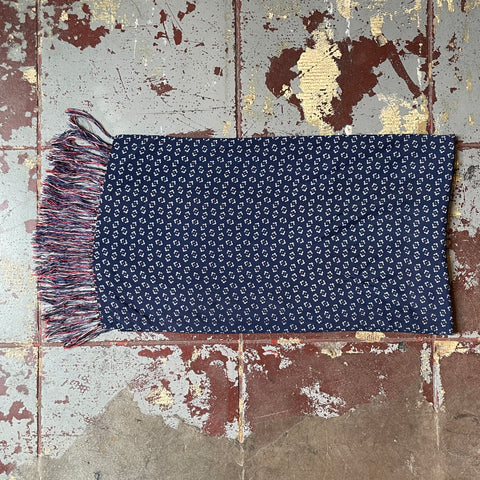 40's Patterned Blue Scarf - OS