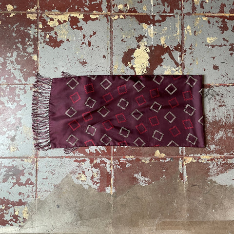 40's Patterned Red Scarf - OS