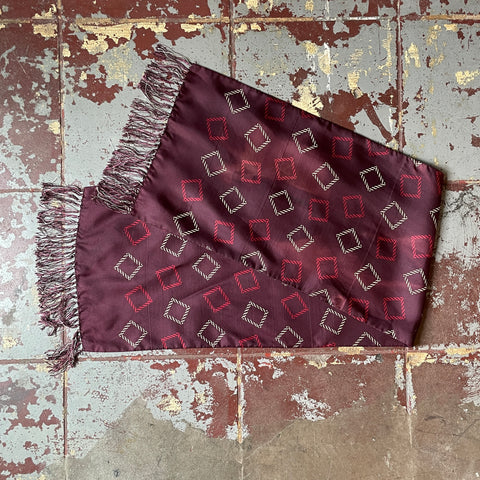 40's Patterned Red Scarf - OS