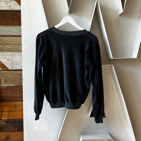 70’s Velour V-neck Pullover Sweatshirt - Large