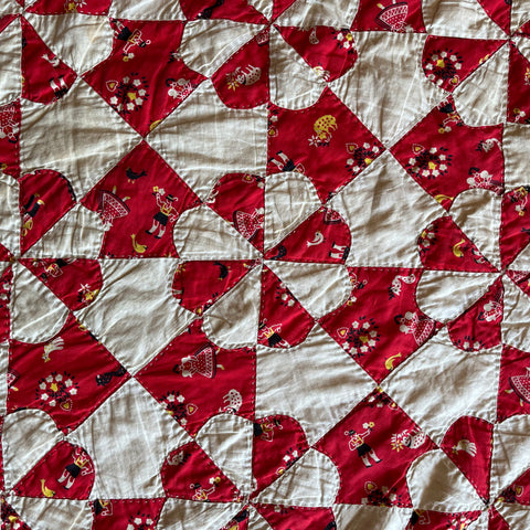 Antique Hand stitched Picnic Quilt - 7' x 5.5'