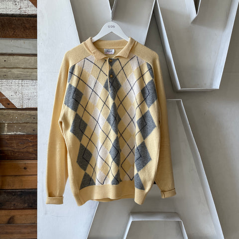 80’s Lambswool Argyle Sweater - Large