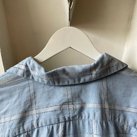 70’s Faded Blue Boxy Loop Collar - Medium