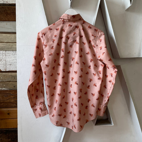 70’s Leaf Print Western Shirt - Medium