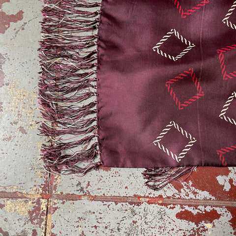 40's Patterned Red Scarf - OS