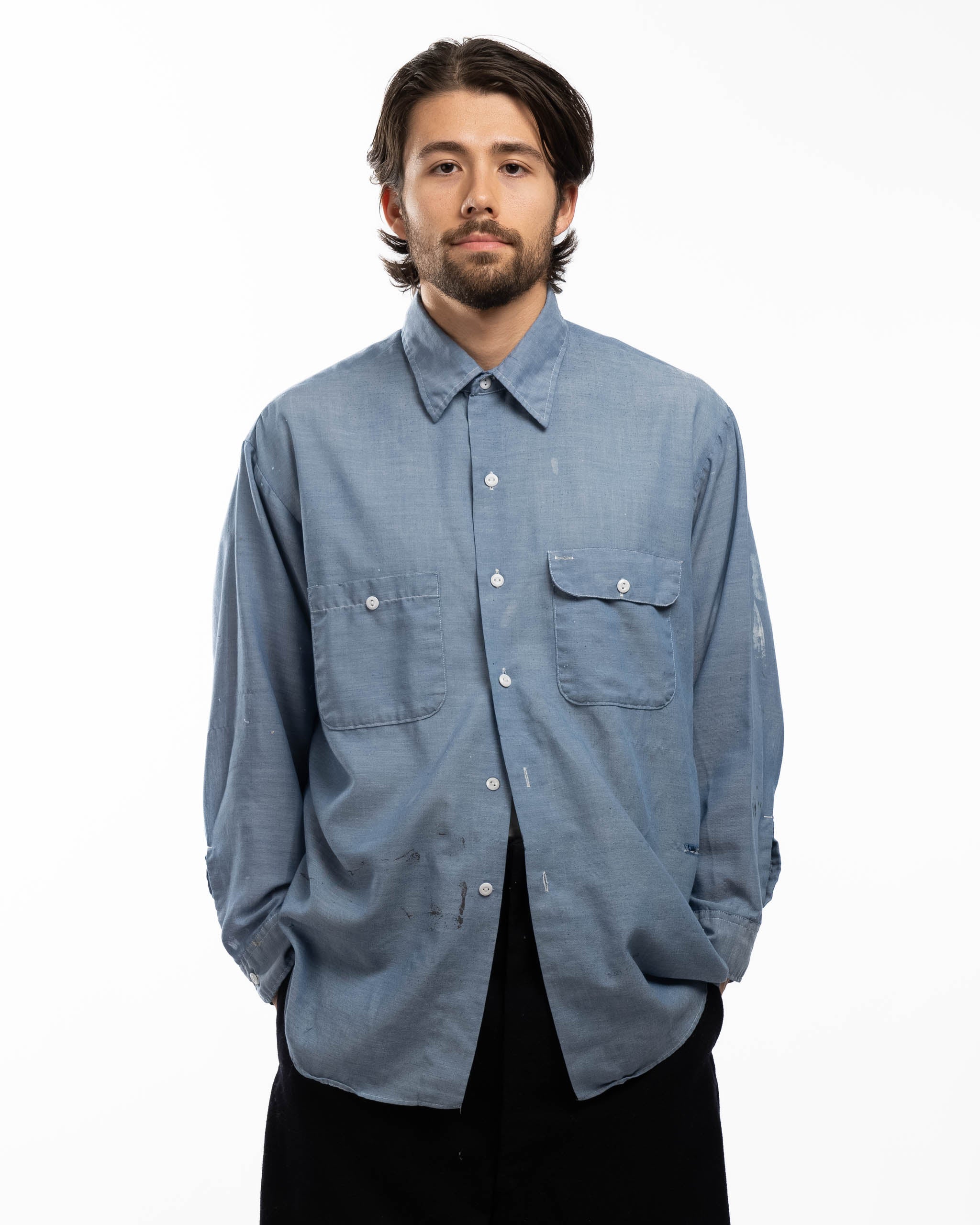 タイムセール！BIG MAC 70’s Vintage Chambray BIG MAC - JCPenney] Vintage embroidery chambray shirt [1970s