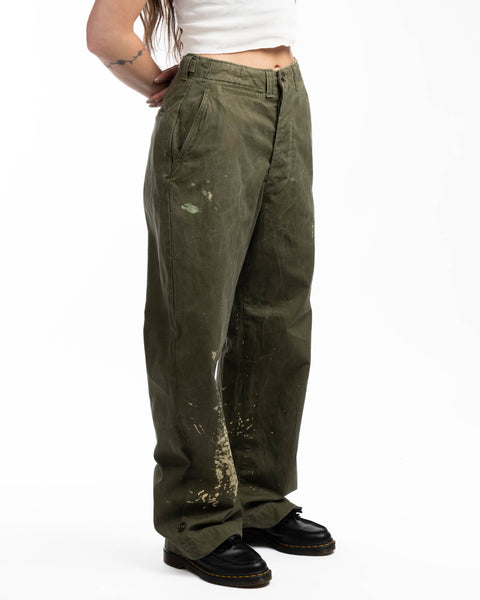 WW2 Painted M-43 Cotton OD Field Trousers- 28” x 30”