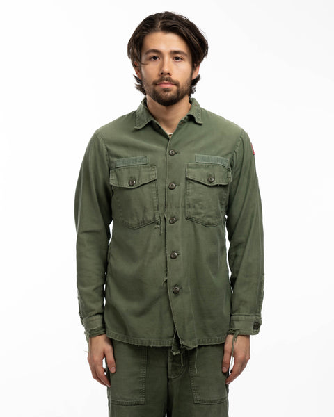 60's Stenciled OG-107 Utility Shirt - Large