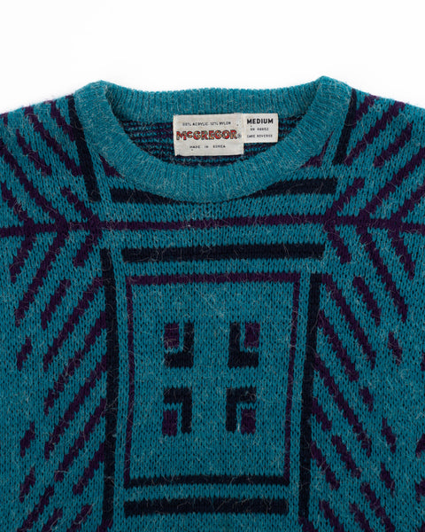 80’s McGregor Patterned Knit Sweater - Medium