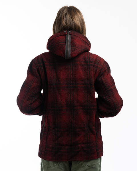 50’s Heavy Wool Hooded Plaid Jacket - Medium