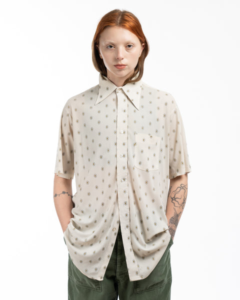 70’s Poly Short Sleeve Button-Up - Medium