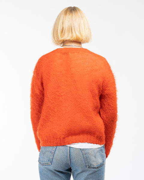 60’s Fuzzy Orange Cardigan - Medium