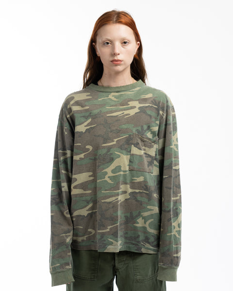 80’s Faded Camo Long Sleeve Tee - Large