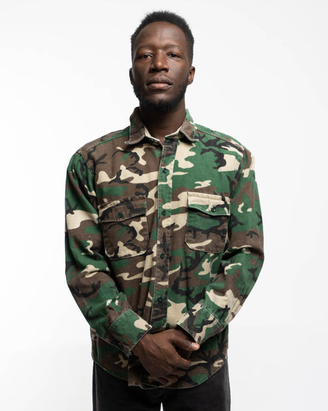90’s Camo Chamois Button-Up - Large