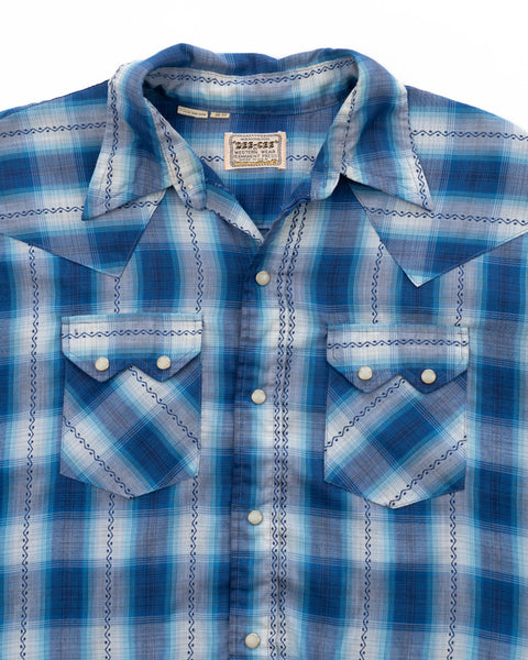 70’s Plaid Pearl Snap Western Shirt - Large